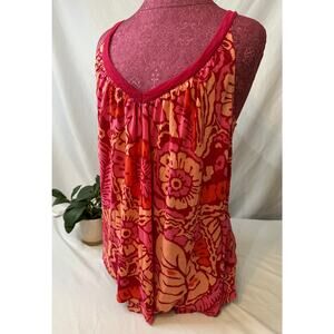 Vintage Free People Y2K Boho Swing Tank Tunic Palm Tree Tag Large